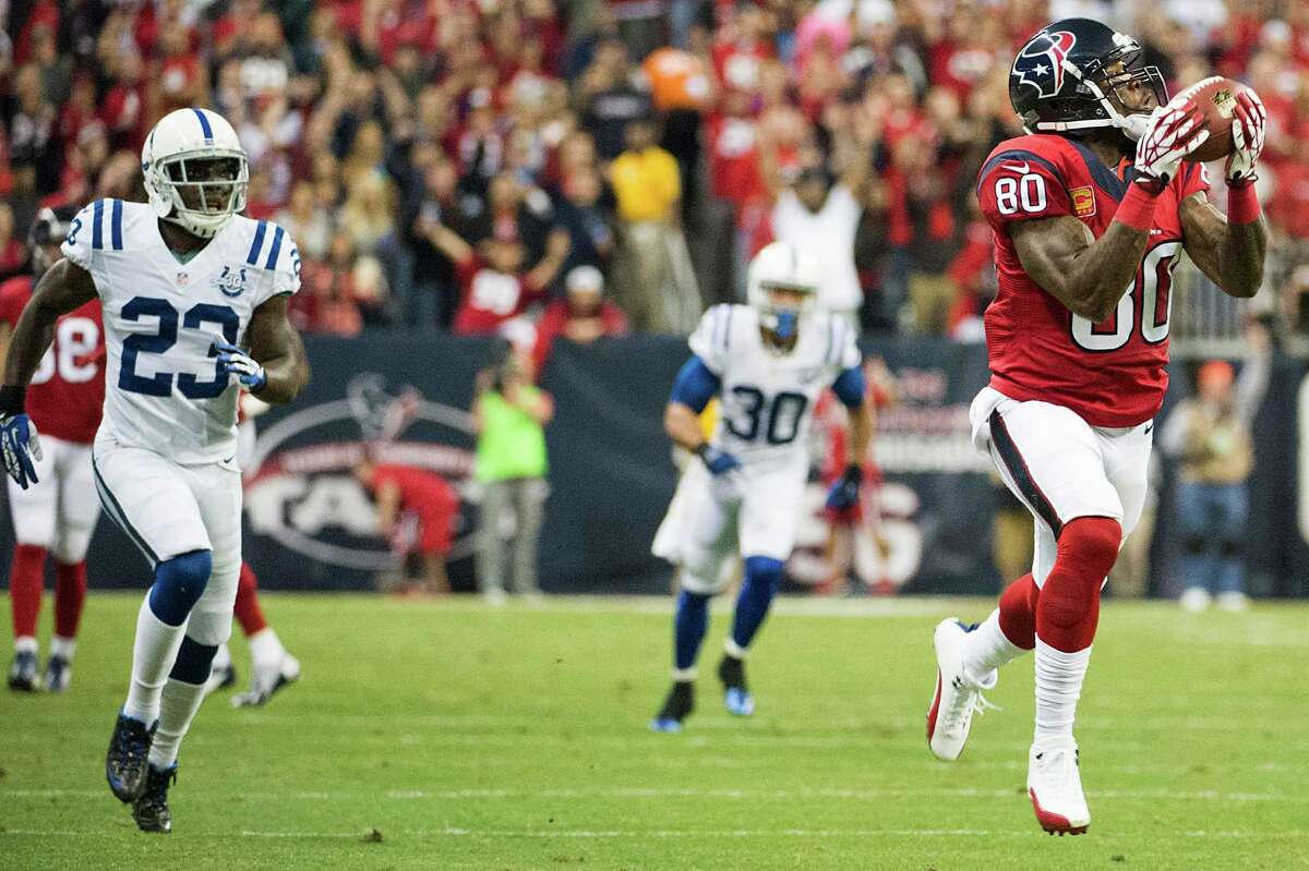 One bright spot on an underachieving team is wide receiver Andre Johnson, right, who is on pace for a career year.