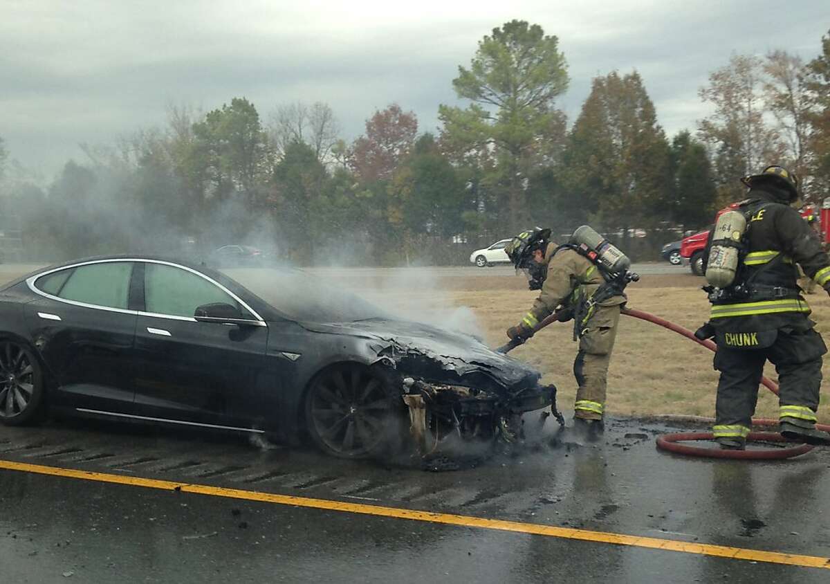 For the third time in six weeks, a Tesla Motors Model S sedan has caught on fire following a traffic accident. The latest blaze happened Wednesday afternoon in central Tennessee, when a Model S driver ran over a metal towing hitch lying in the middle of a freeway lane. The hitch struck the underside of the car, starting what the Tennessee Highway Patrol characterized as an electrical fire. The driver, a local orthopedic surgeon, pulled over and exited the car, uninjured. For the third time in six weeks, a Tesla Motors Model S sedan has caught on fire following a traffic accident. The latest blaze happened Wednesday afternoon in central Tennessee, when a Model S driver ran over a metal towing hitch lying in the middle of a freeway lane. The hitch struck the underside of the car, starting what the Tennessee Highway Patrol characterized as an electrical fire. The driver, a local orthopedic surgeon, pulled over and exited the car, uninjured.