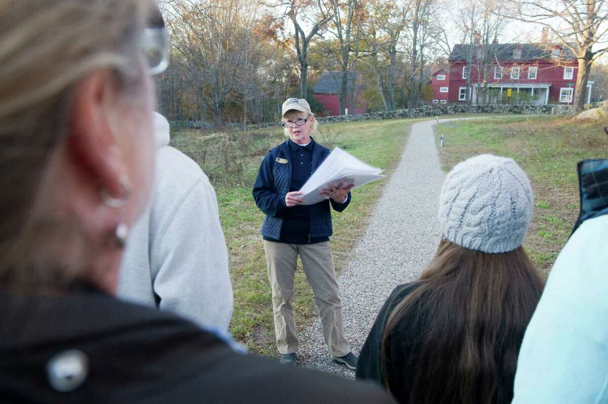 Historian Bonnie Tremante leads the 2011 Foreshadowing Fate Walk at Weir Farm in Wilton, Conn. The tour returns Saturday, Nov. 9, 2013 from 3 to 4 p.m..