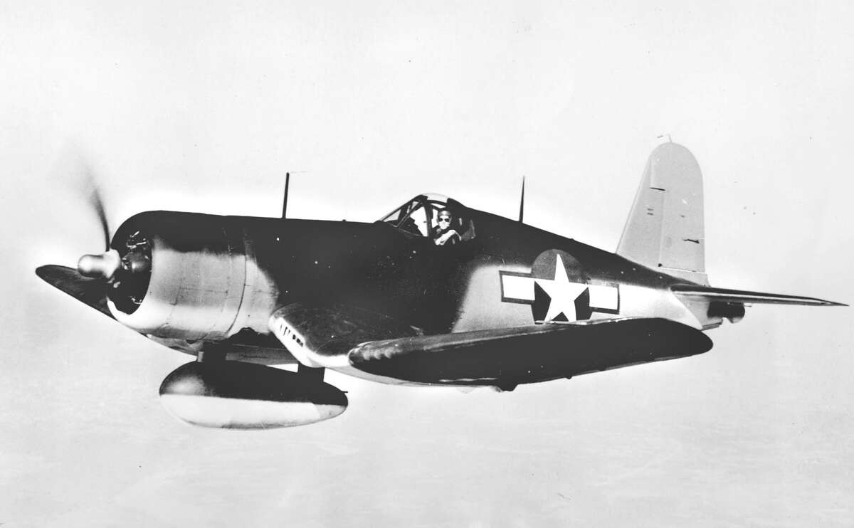 A Chance Vought F4U-1 Corsair, a Navy fighter plane, is shown in an undated photo released by the U.S. Navy Airships.