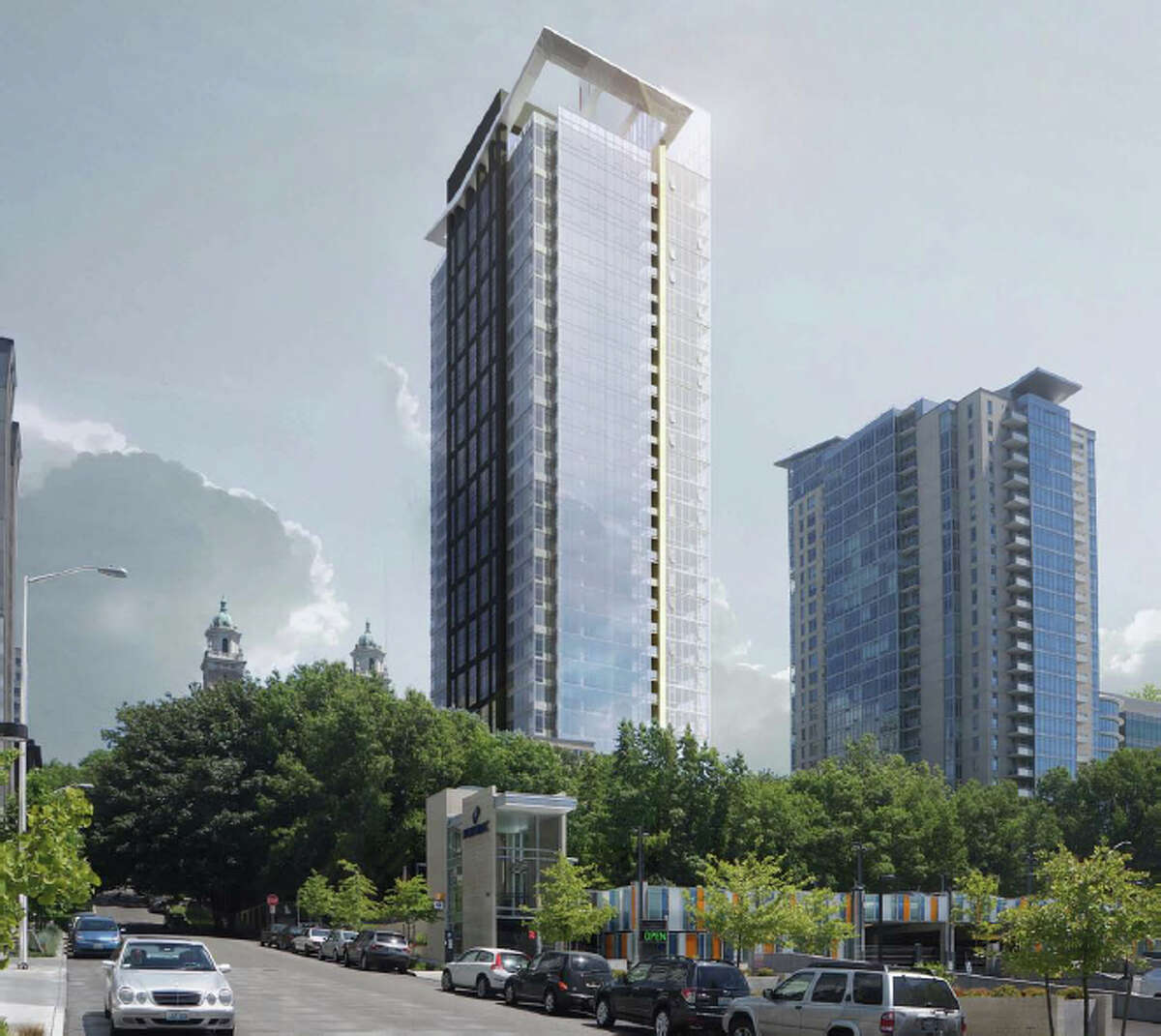 At 30 stories, developer Alecta's planned apartment tower wouldn't be nearly the tallest building in Seattle. But it's location, at Eighth Avenue and Columbia Street, in First Hill, ensures it will stand out. The project includes 287 apartments and a 9,000-square-foot neighborhood park.