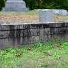 All that remains of Catharine Hamilton?s burial vault at Albany Rural Cemetery. 