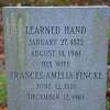 Learned Hand, U.S. judge and judicial philosopher, is buried in a family plot with his wife, Frances Fincke, in Albany Rural Cemetery. 
