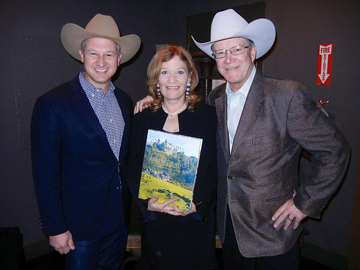 Hearst Corp. Director of Western Real Estate Marty Cepkauskas (at left) with Hearst Castle historian-author Victoria Kastner and Hearst Corp. Western Properties V.P. Steve Hearst at Local Edition for the launch of the new book, Hearst Ranch. Nov. 2013. By Catherine Bigelow