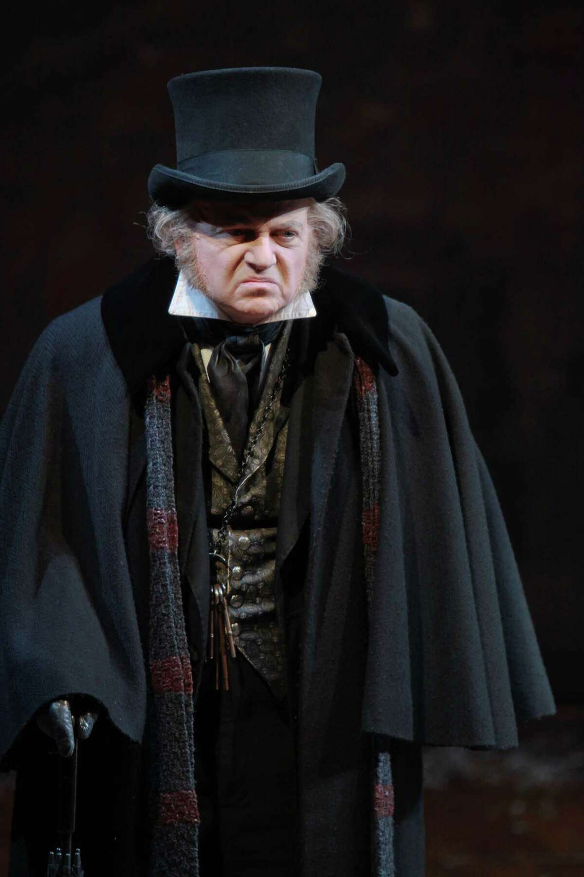 (For the Chronicle/Gary Fountain, November 13, 2013) Jeffery Bean as Ebenezer Scrooge, in this scene from Alley Theatre's production of "A Christmas Carol."