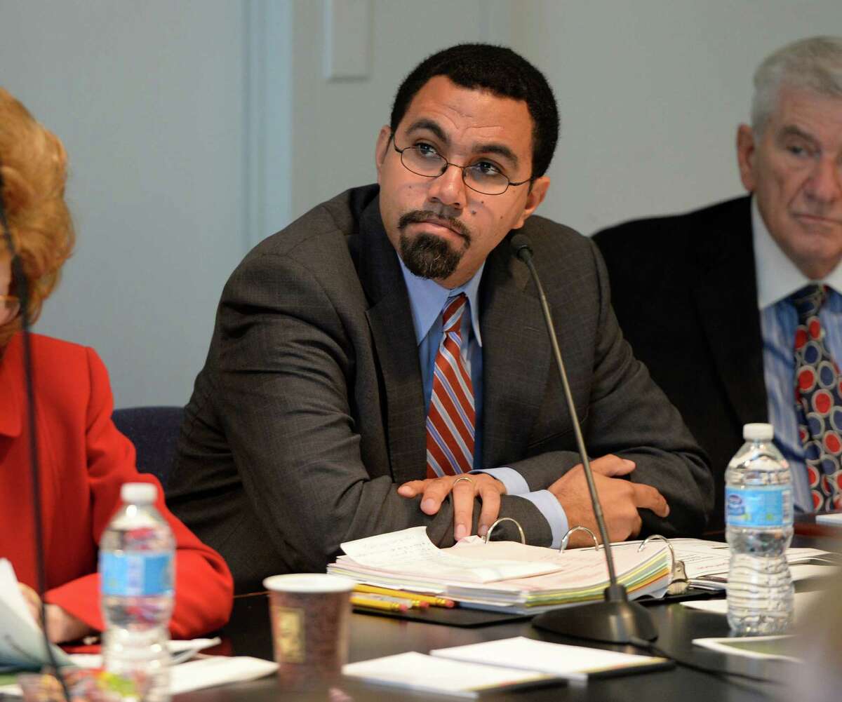 New York State Education Commissioner John B. King Jr. listens as presentations are made Monday morning Oct. 21, 2013, during the Board of Regents meeting at the State Education Building in Albany, N.Y. (Skip Dickstein/Times Union)