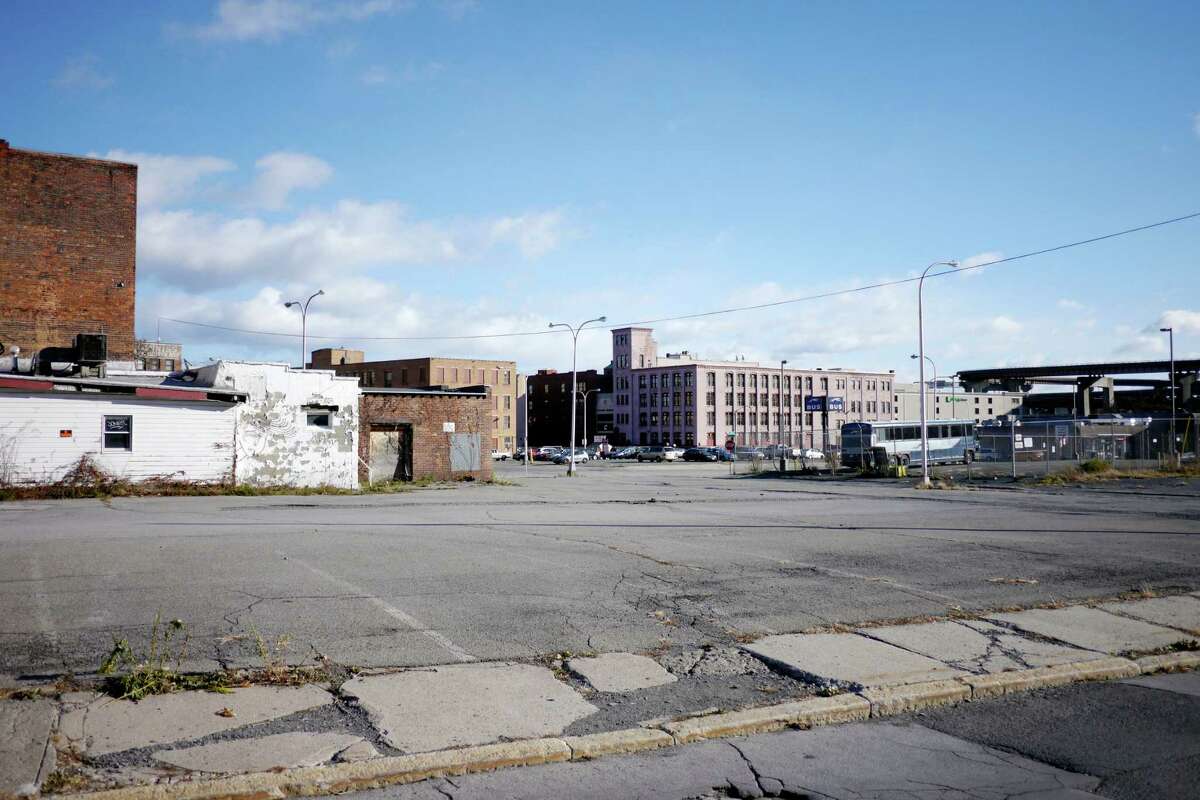 A view east from Green St. towards the bus station on Sunday, Nov. 24, 2013 in Albany, NY. (Paul Buckowski / Times Union)