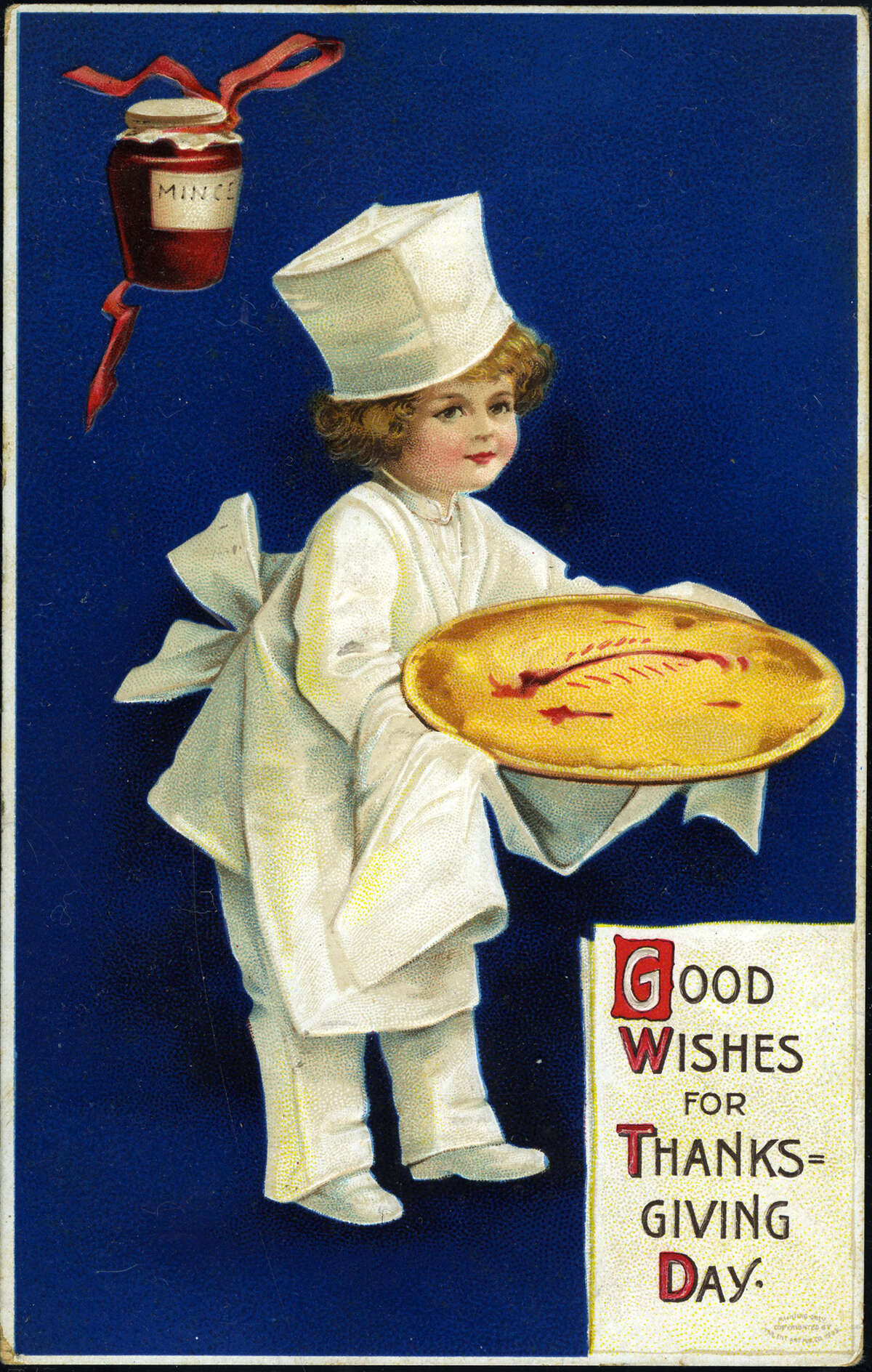 That's a very nice looking mincemeat pie, but where's the turkey? (circa 1910)