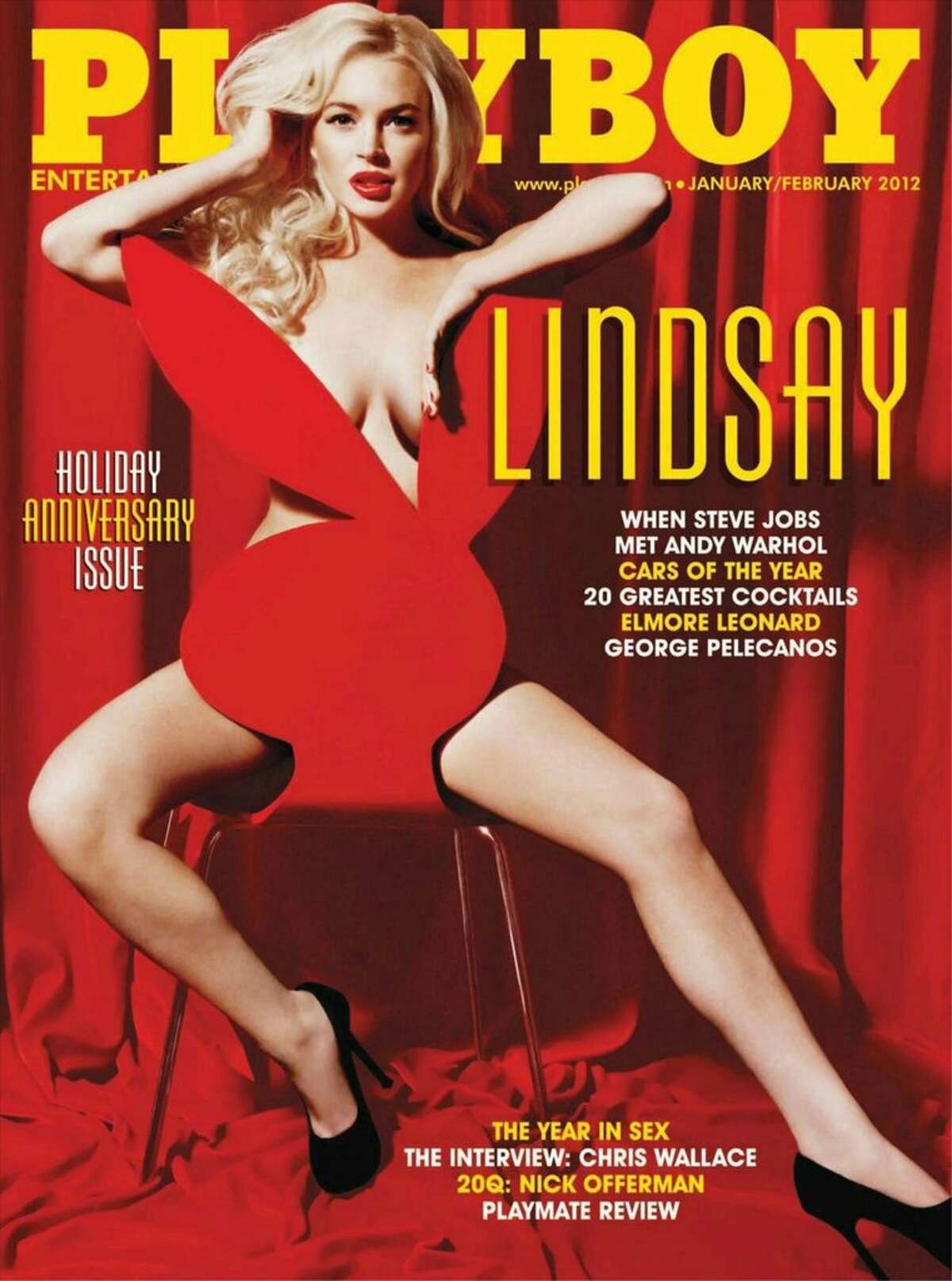 A blonde Lindsey Lohan on the Holiday Anniversary issue. January/February 2012