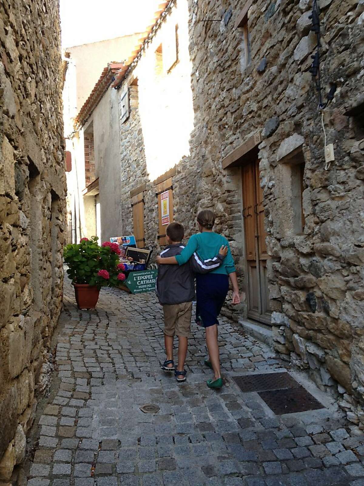Our kids in the village of Minerve