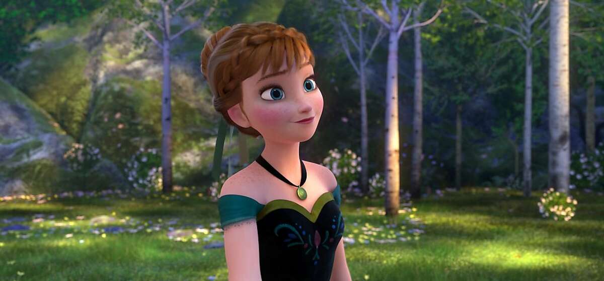 This image released by Disney shows Anna, voiced by Kristen Bell, in a scene from the animated feature "Frozen." (AP Photo/Disney)