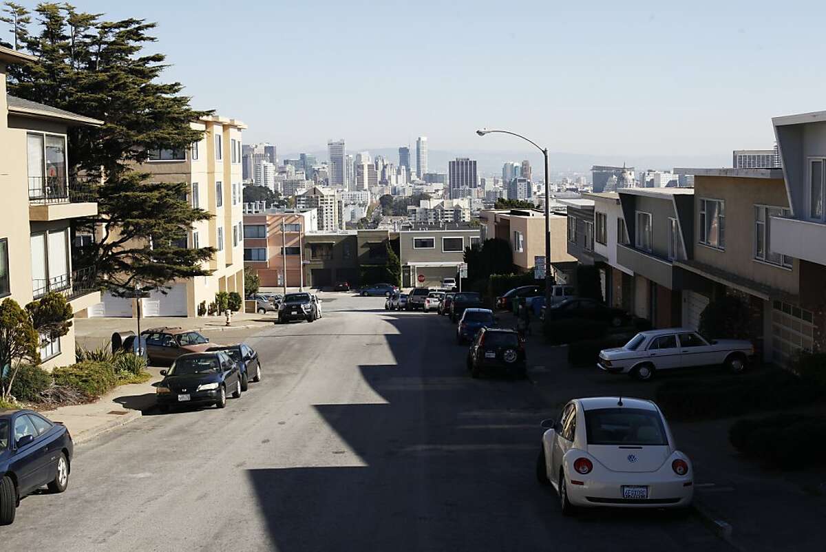 Downtown can be seen looking east on Anza Vista Avenue. The land was remapped for housing after World War II.