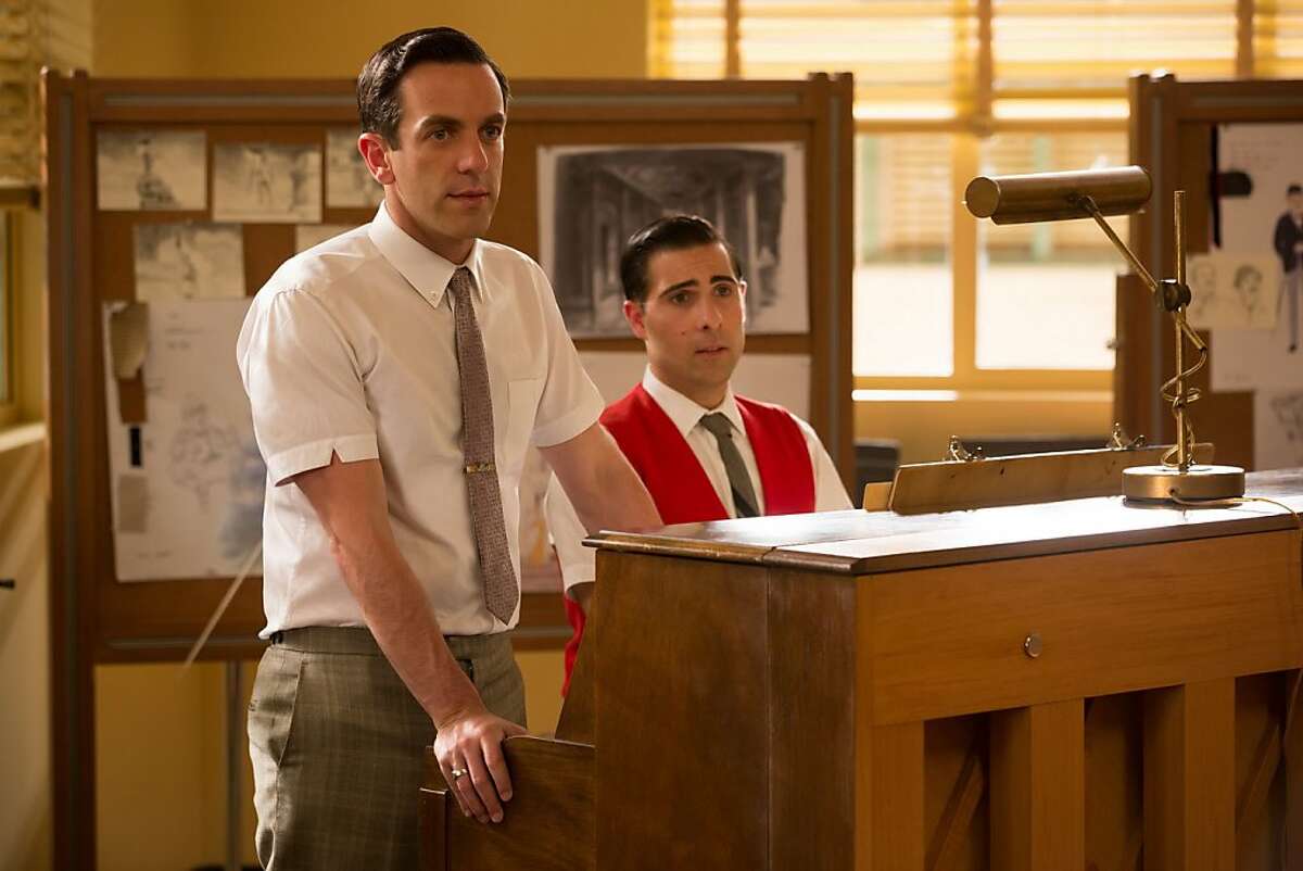B.J. Novak (left) and Jason Schwartzman play songwriting brothers Robert B. and Richard M. Sherman in "Saving Mr. Banks," a fact-based movie about the fraught early development period of Disney's "Mary Poppins" film. Photo: Disney "SAVING MR. BANKS" Robert Sherman (B.J. Novak), left; Richard Sherman (Jason Schwartzman), right Ph: François Duhamel ©Disney Enterprises, Inc. All Rights Reserved.