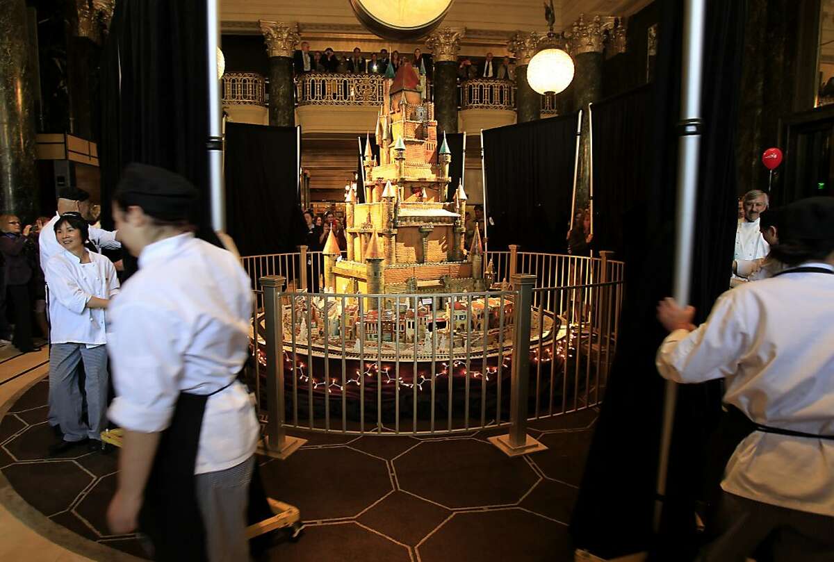 The 2013 version of the sugar castle is unveiled Thursday November 27, 2013 in San Francisco, Calif. The Westin St. Francis hotel at Union Square unveils a beautiful sugar castle every year designed by executive pastry chef Jean Francois Houdre.