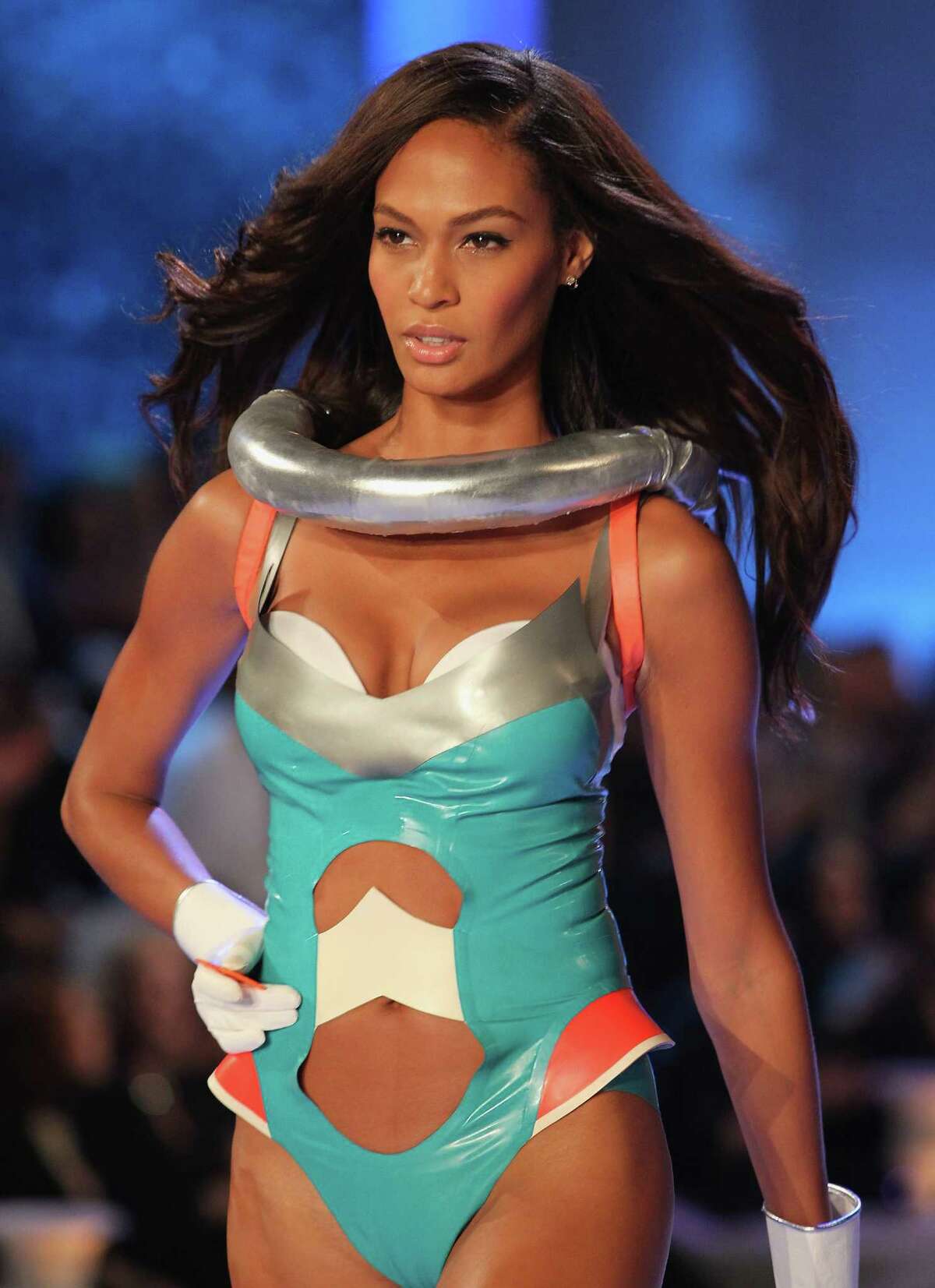 2011: Model Joan Smalls walks the runway during the 2011 Victoria's Secret Fashion Show at the Lexington Avenue Armory on November 9, 2011 in New York City. (Photo by Kevin Kane/FilmMagic)