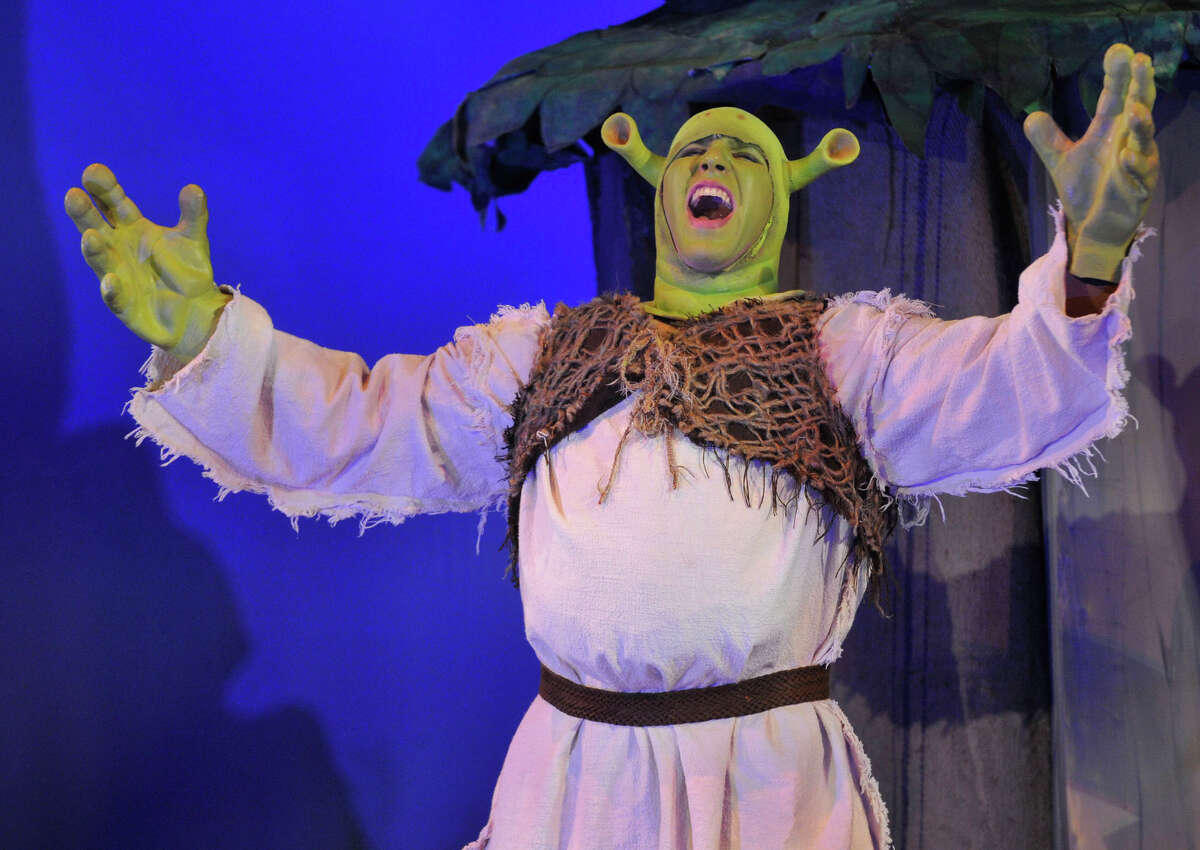 Bennett Leeds plays Shrek during The Stamford All-School Musical's dress rehearsal performance of "Shrek the Musical" at Rippowam Middle School in Stamford, Conn., on Wednesday, Dec. 4, 2013. Opening night is Saturday, Dec. 7 at 7:30 p.m. at Rippowam Middle School, followed by four more performances. For more information go to stamfordallschoolmusical.org.