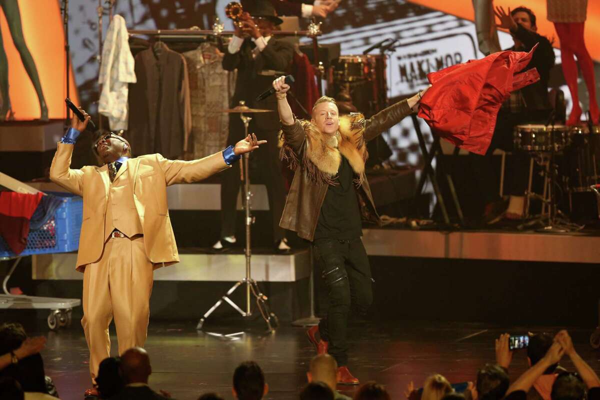 Macklemore & Ryan Lewis, who were among the top nomination-getters, perform at the Grammy Nominations Concert Live﻿ on Friday. ﻿
