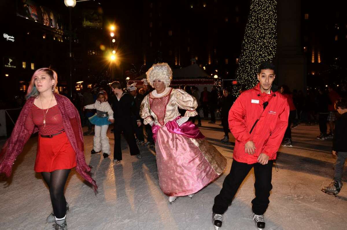 Drag Queens on Ice, 2012. As Stevie Wonder once sang, "Isn't She Lovely?" (Don't ask the guy on the right.)