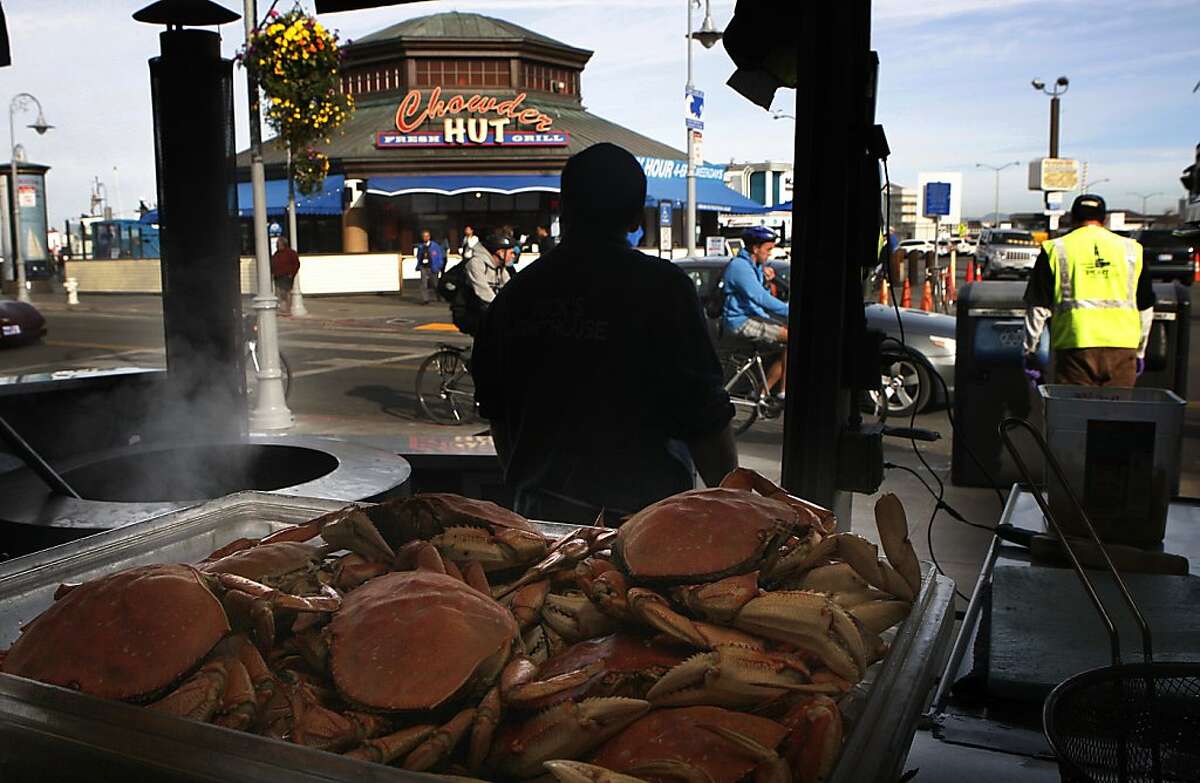 Cooked crab seen in front of Nick's Lighthouse, a wharf restaurant destination since 1934, in San Francisco, Calif., on Tuesday, December 3, 2013.