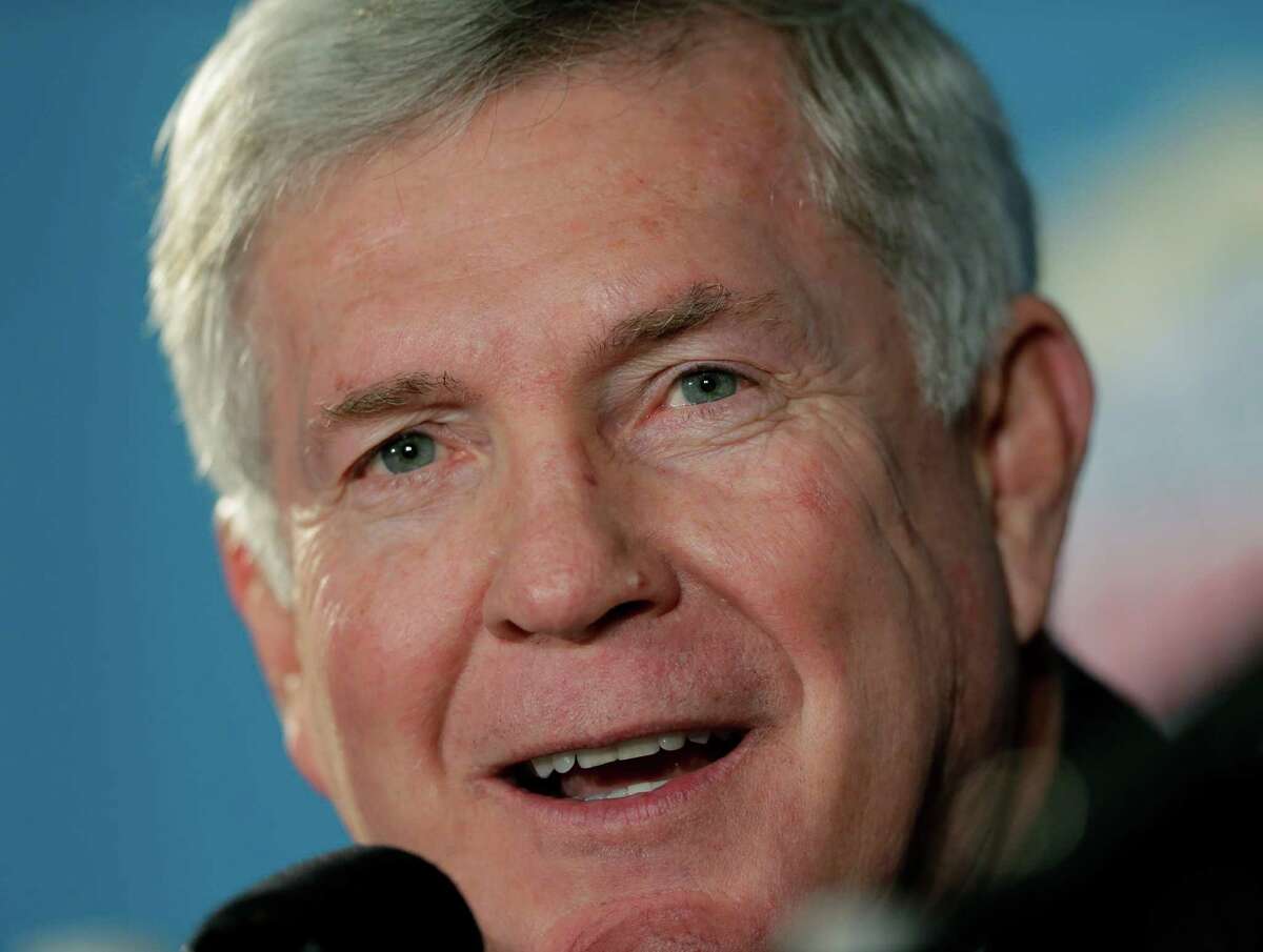 Texas coach Mack Brown responds to a question during a Valero Alamo Bowl NCAA college football news conference, Thursday, Dec. 12, 2013, in San Antonio. Texas and Oregon will play Dec. 30. (AP Photo/Eric Gay)