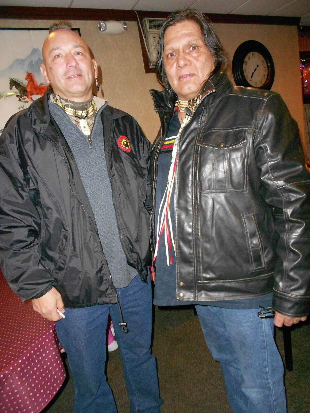 William Roger Jock, left, with Thomas Angus Square. They are members of the Men's Council of the Mohawk People of the Longhouse who were acquitted in U.S. District Court of running an illegal reservation casino. (Source: Men's Council)