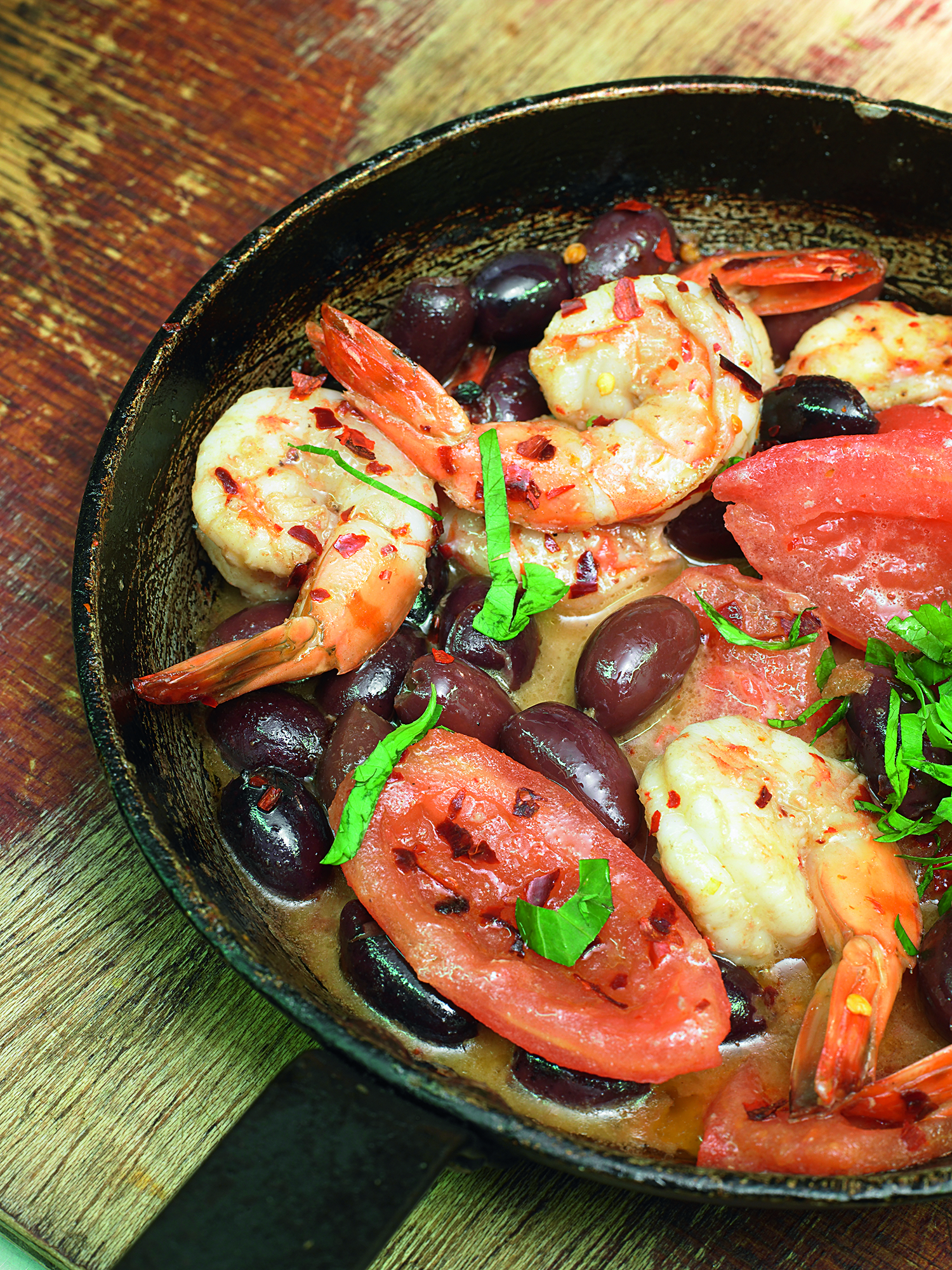 Buttered Prawns With Tomato Olives and Arak