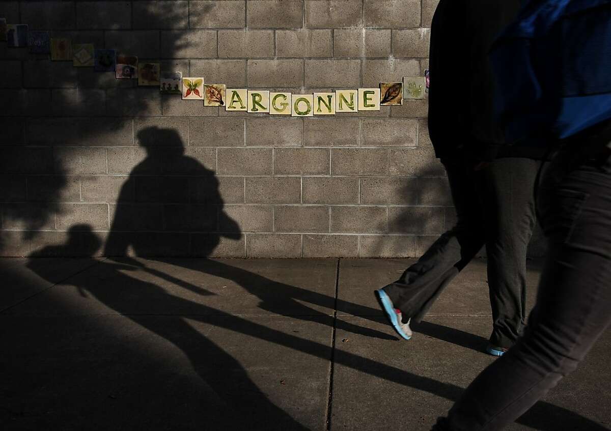 Pedestrians walk past Argonne Elementary School December 17, 2013 in San Francisco.