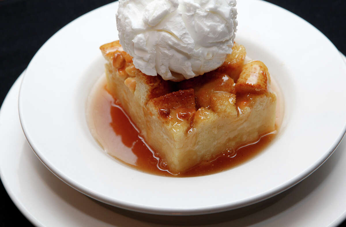 River City Seafood & Grill offers a homemade bread pudding with Jack Daniel's cinnamon sauce and serve it with vanilla ice cream.