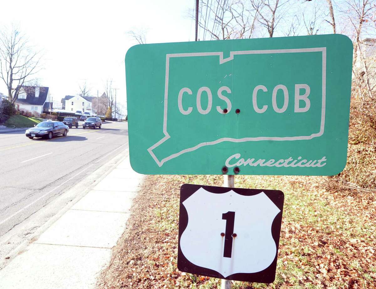 A Cos Cob sign on East Putnam Avenue in the Cos Cob section of Greenwich, Conn., Tuesday, Dec. 24, 2013.