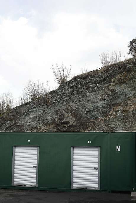 Irish Hill is seen behind Affordable Self Storage on December 18, 2013 in the Dogpatch area of San Francisco, Calif.