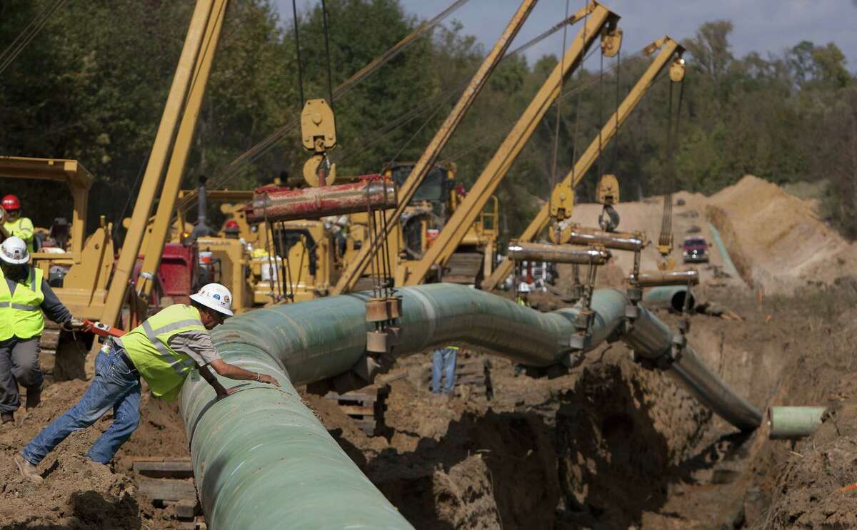 A section of TransCanada pipeline is laid in Wood County in 2012. TransCanada is studying how to detect leaks faster.