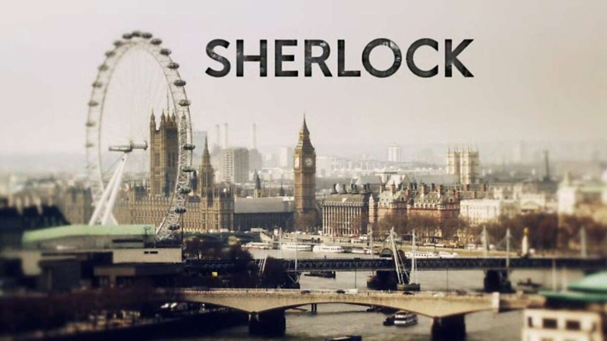 The title screen of the PBS show "Sherlock."