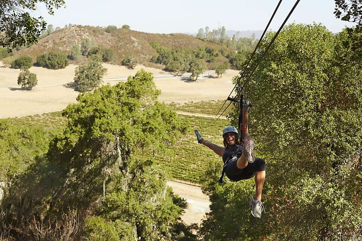 New zip line soars above Paso Robles vineyard.