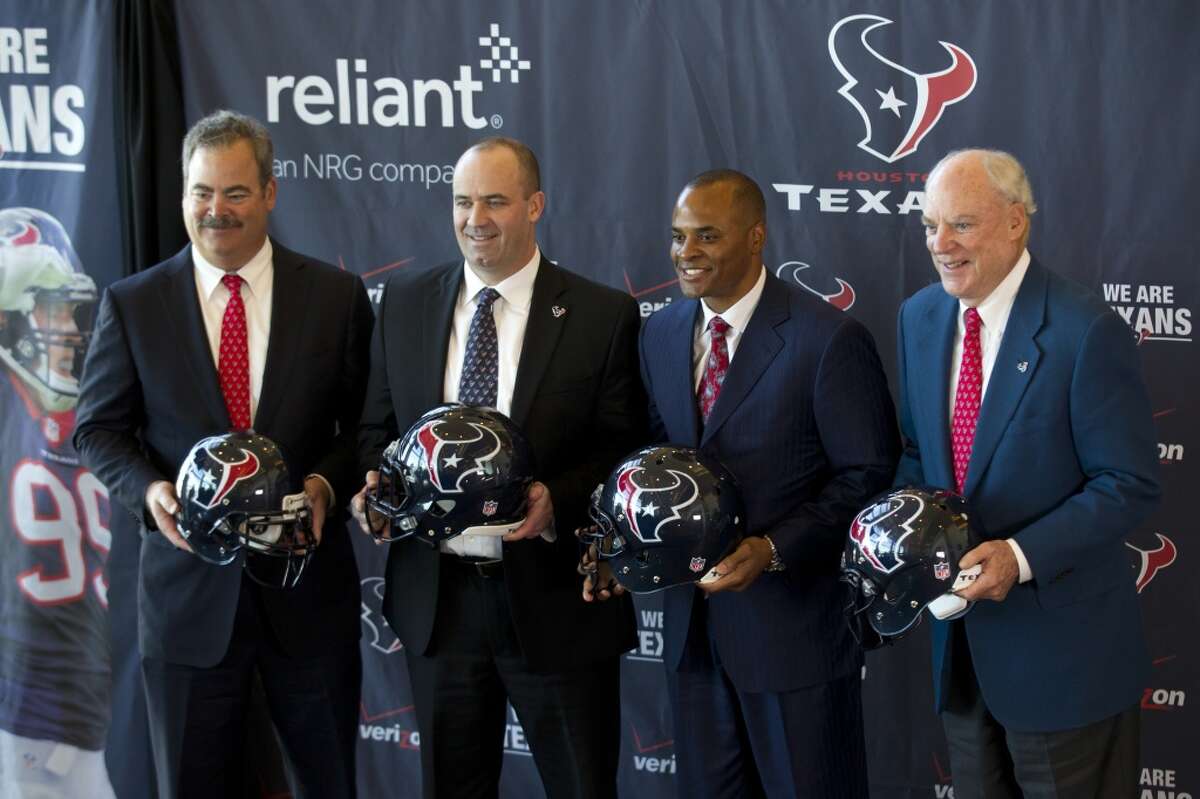 The Texans' brain trust has an intriguing decision on their hands when then the team picks No. 22 overall in the first round of this year's draft. Click through the gallery to see who John McClain and Aaron Wilson project to be the Texans' pick in their fourth mock draft.