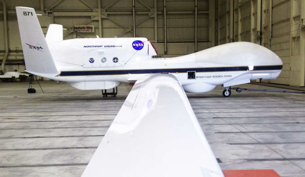 The Reaper drone, now known as a Global Hawk, at Edwards AFB in California. The Federal Aviation Administration announced Monday it will allow testing of commercial drones at sites including Texas A&M University-Corpus Christi.