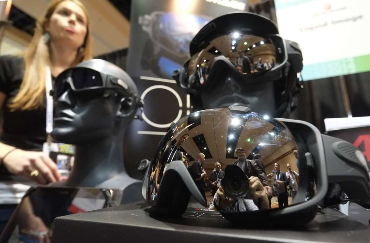 Liquid Image's googles with built in cameras on display.