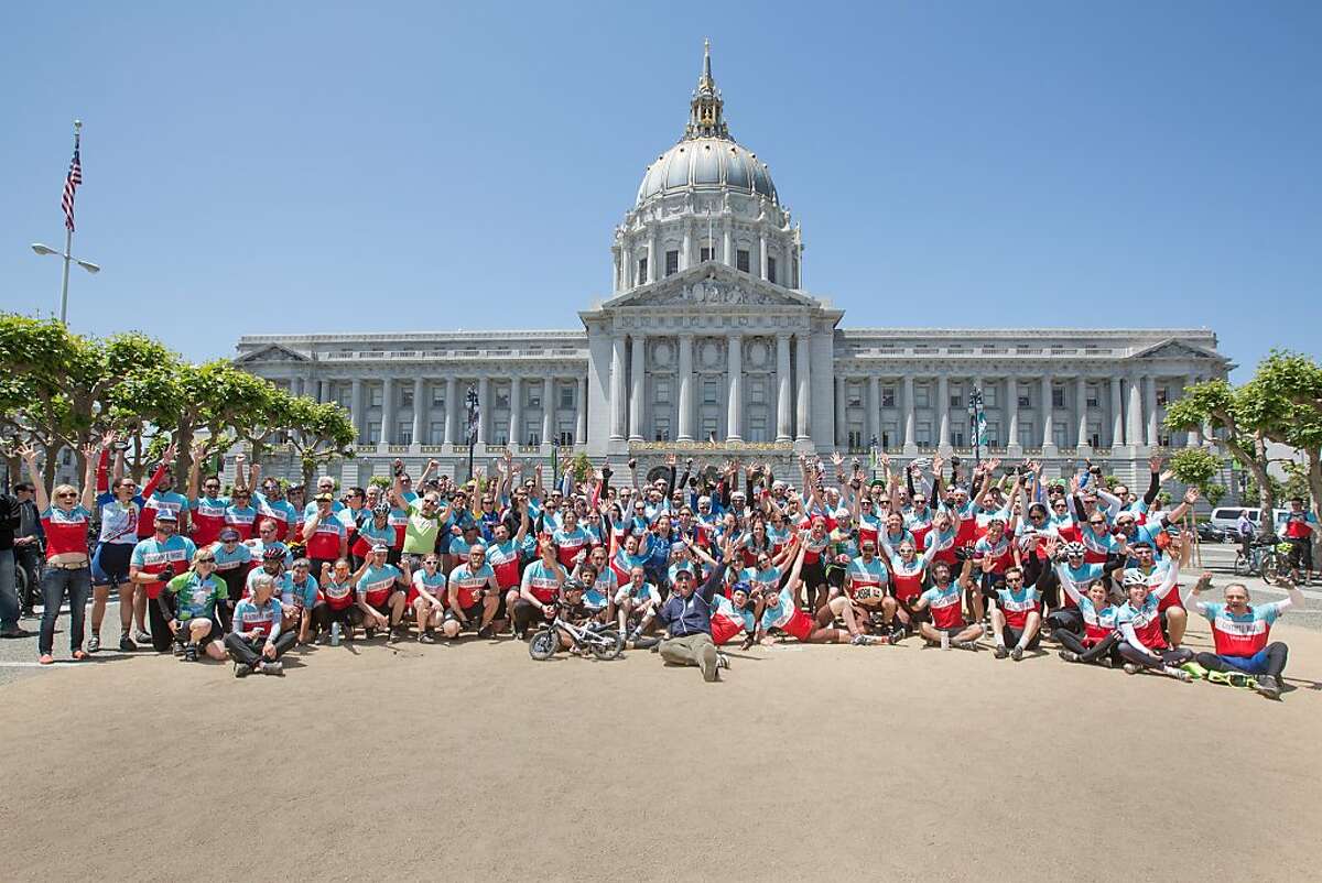 1) Finale shot of all CA Climate Riders at San Francisco City Hall at the end of the 2013 Ride (May 23, 2013)