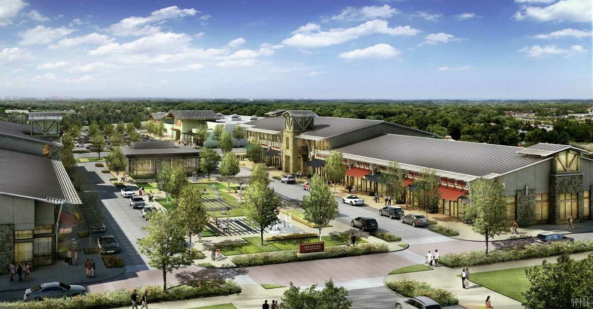 An artist's rendering of Creekside Village Green, a retail/office development in The Woodlands. The site is off Kuykendahl Road, between Creekside Forest Drive and Creekside Green Drive in the Village of Creekside Park.