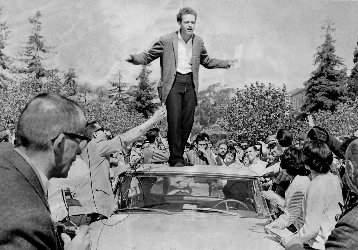1964 --- UC philosophy student Mario Savio became the leader of the Free Speech Movement after exhorting protesters from atop a car in 1964.