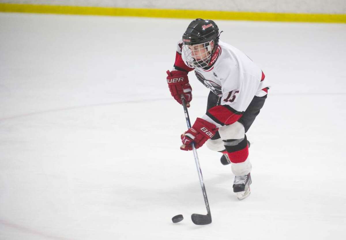 New Canaan's Dylan Hart during an FCIAC boys hockey game in Darien, Conn. on Wednesday, Feb. 3, 2010.