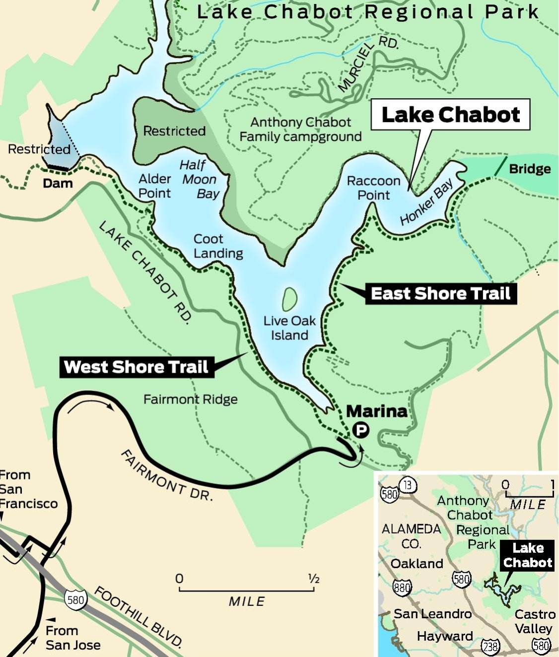 Lake Chabot Fishing Map Bike, Float, Fish, Spot An Eagle At Chabot