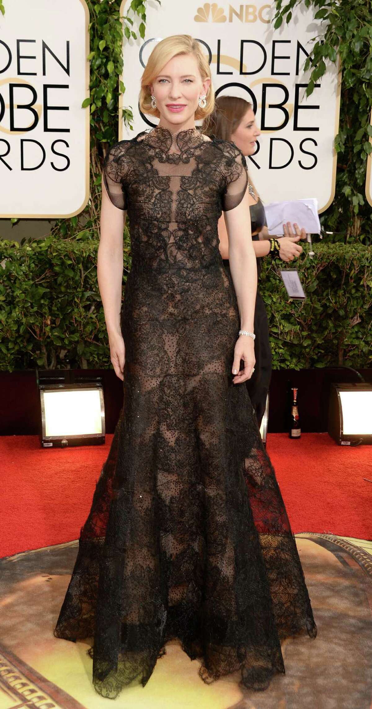 The front of Cate Blanchett's black sheer lace gown is seriously dramatic, but the backside definitely says risqué.