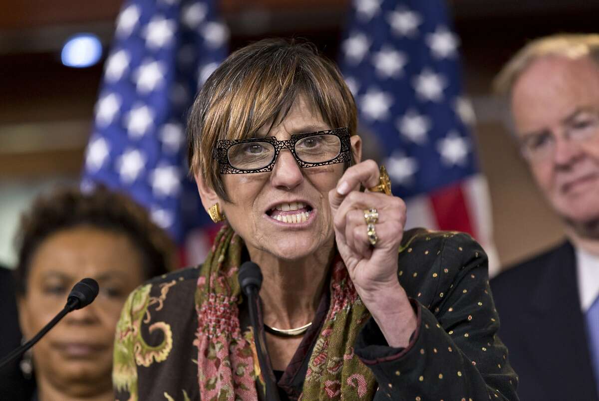 Rep. Rosa DeLauro, D-Conn., co-chair of the House Democratic Steering and Policy Committee, talks about hearing she and other House Democrats held earlier on the potential impact of a Romney-Ryan budget on the future of Medicare, in Washington, Tuesday, Oct. 2, 2012. (AP Photo/J. Scott Applewhite)