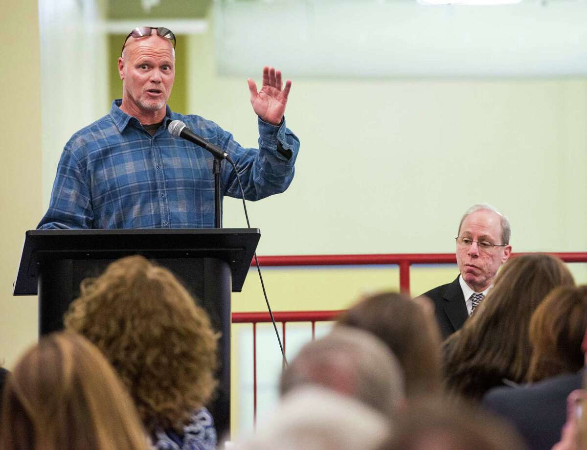 Jim McMahon, former Chicago Bears quarterback, speak to an audience at Chelsea Piers Stamford, CT Thursday, January, 16th, 2014.