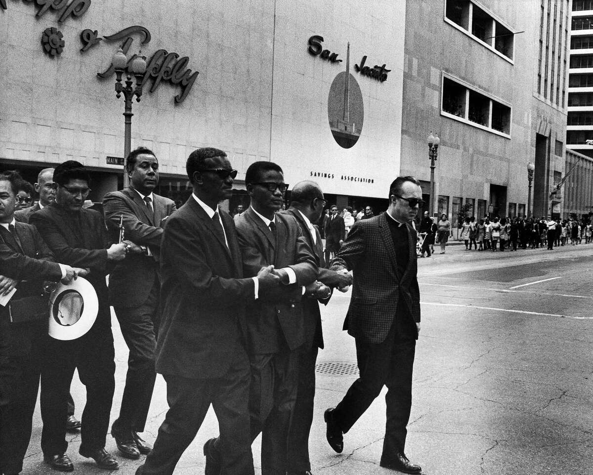On April 7, 1968, hundreds of marchers staged a ﻿sympathy march through downtown just days after Martin Luther King's assassination.﻿