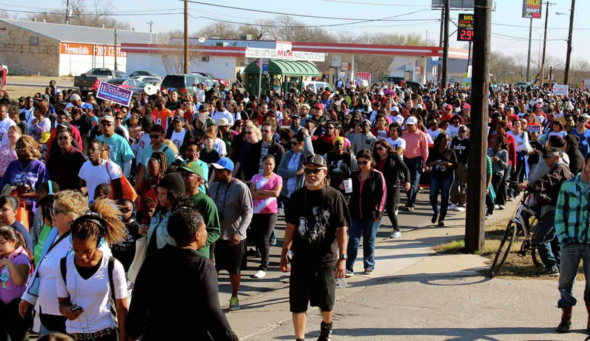 Thousands gathered Monday, Jan. 20, 2014, to remember the Rev. Dr. Martin Luther King Jr. in San Antonio's annual march — one of the state's largest — to honor the civil-rights leader's memory.
