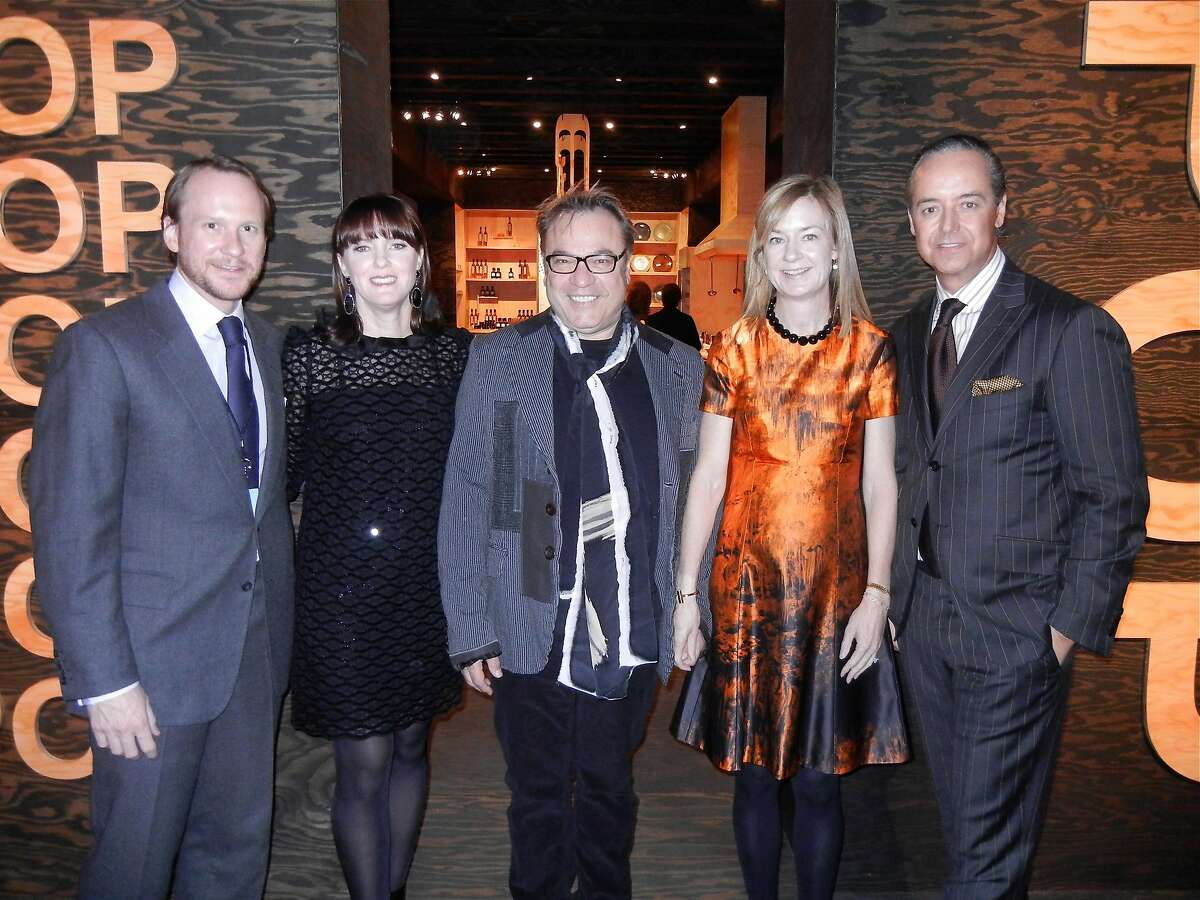 Fog Art+Design masterminds (from left) Roth Martin, Allison Speer, Stanlee Gatti, Katie Schwab Paige and Douglas Durkin at the fair's opening night preview which benefitted SFMOMA. Jan 2014. By Catherine Bigelow