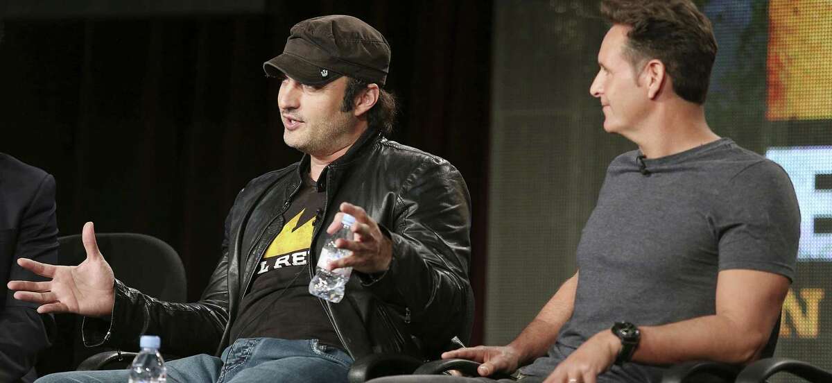Filmmaker Robert Rodriguez (left) and producer Mark Burnett discuss the new El Rey network during the 2014 Winter Television Critics Association press tour in Pasadena earlier this month.