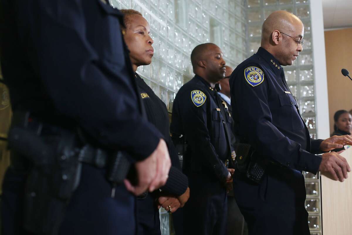 Announcing details the day after veteran BART police officer Tom Smith was shot and killed by another BART officer, BART police chief Kenton Rainey holds a press conference at BART administration building on Wednesday Jan. 22, 2014 in Oakland, Calif.