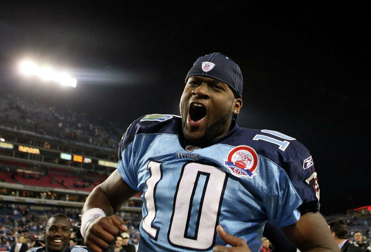 Tennessee Titans quarterback Vince Young celebrates a win in 2009, when he was on top of the world.